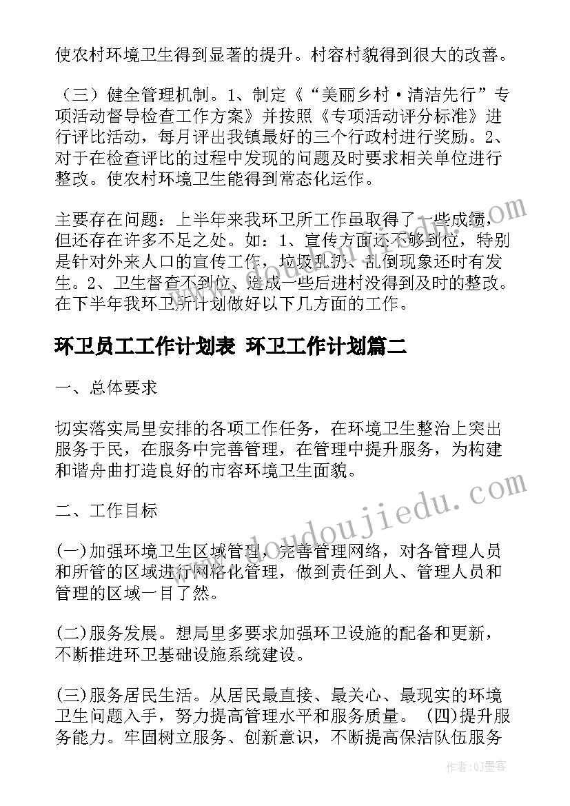 最新环卫员工工作计划表 环卫工作计划(通用6篇)