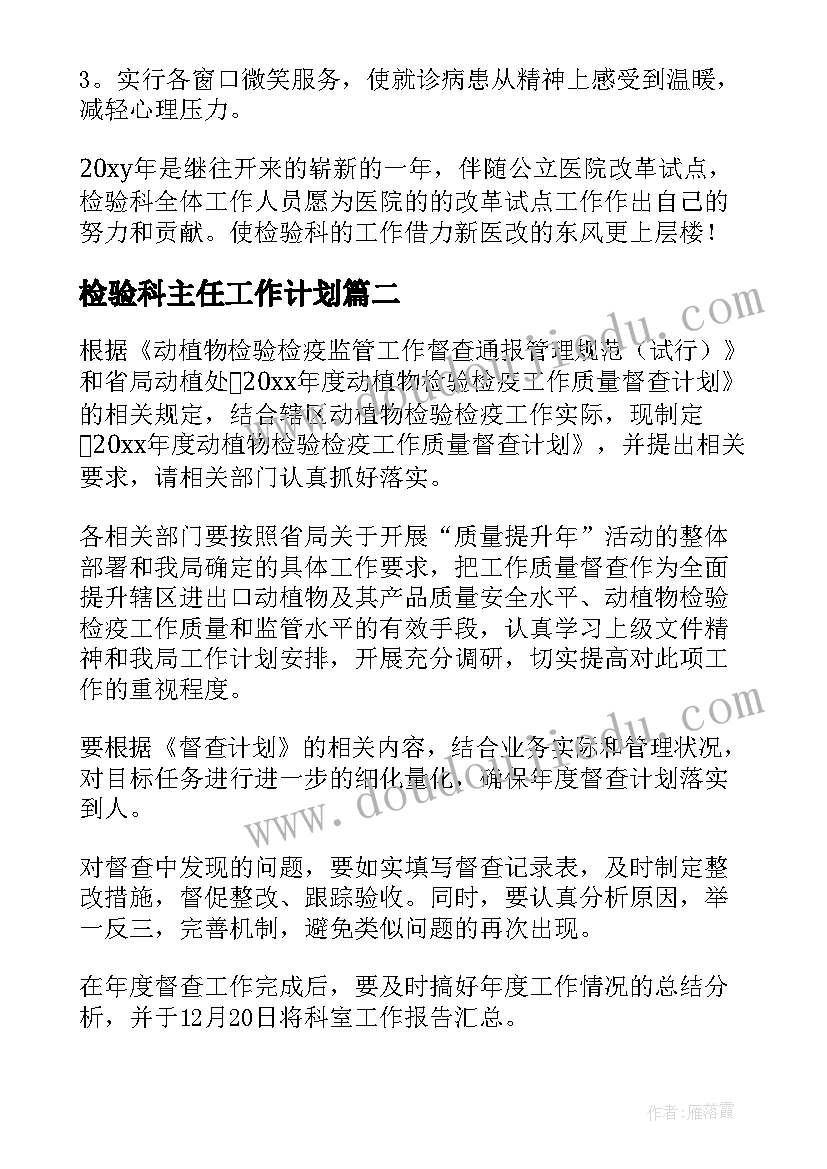 2023年检验科主任工作计划(汇总10篇)