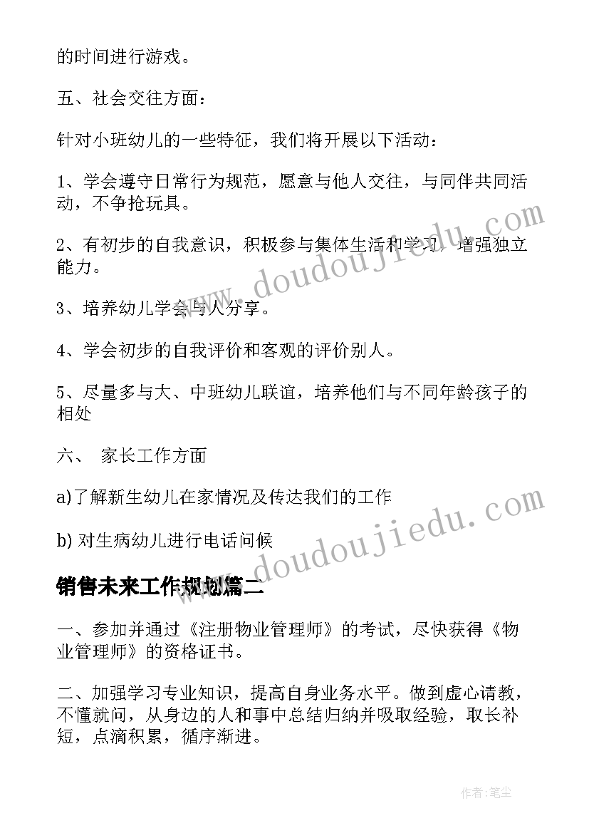 最新销售未来工作规划(精选8篇)