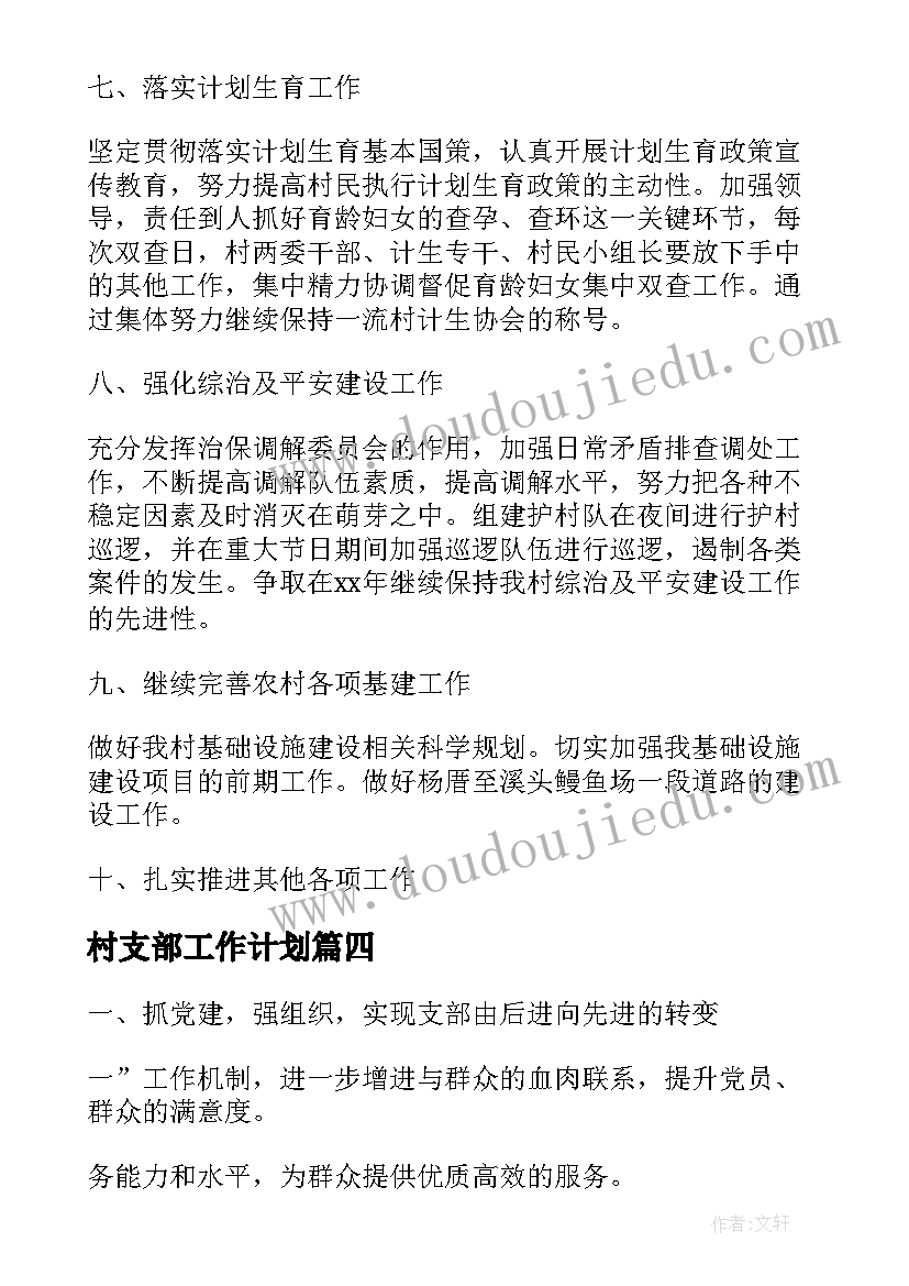 村支部工作计划(实用6篇)