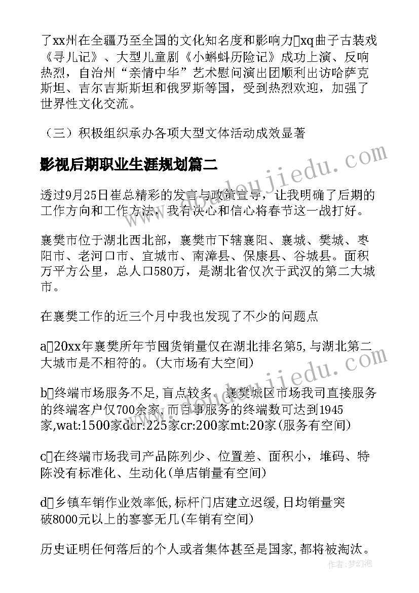 2023年影视后期职业生涯规划(优质5篇)