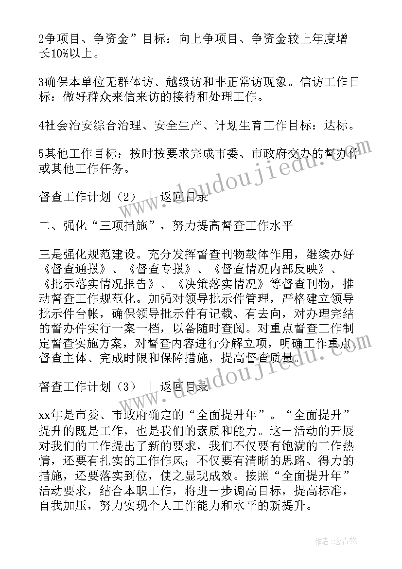 大学督查队工作计划 督查工作计划(优质5篇)