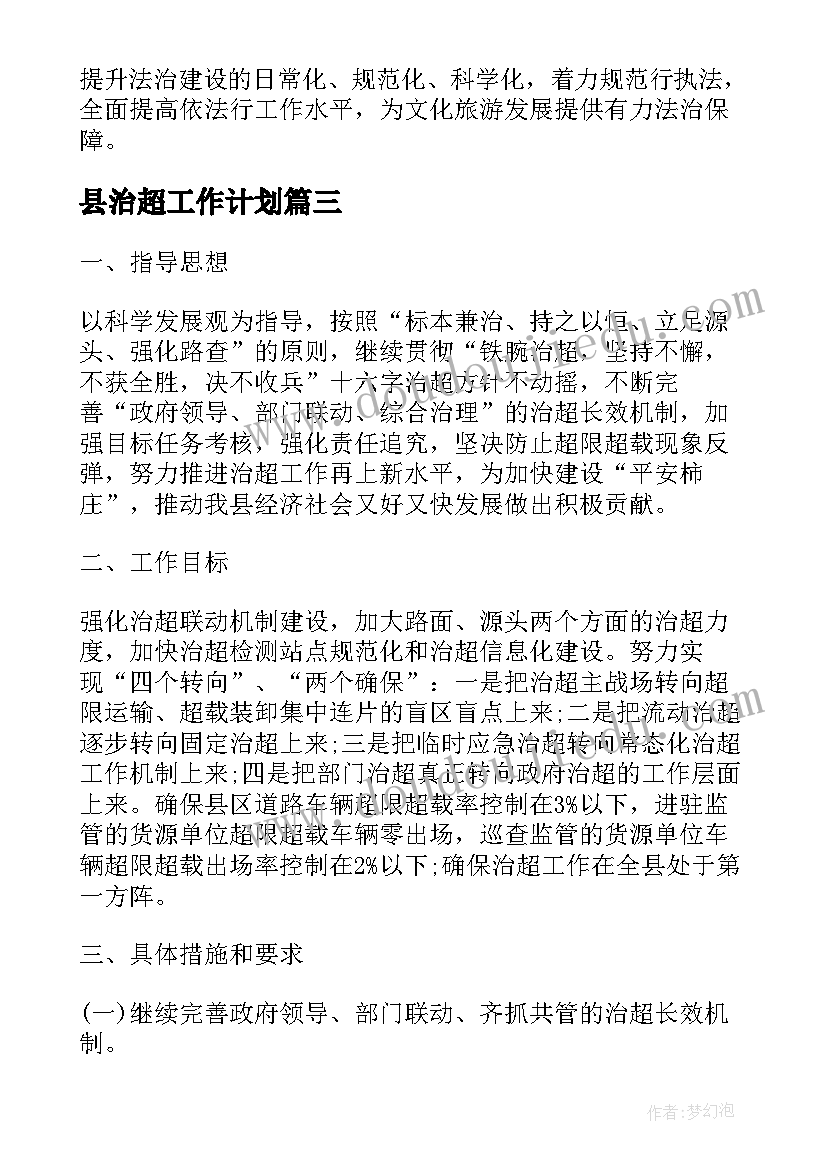 最新县治超工作计划(精选5篇)