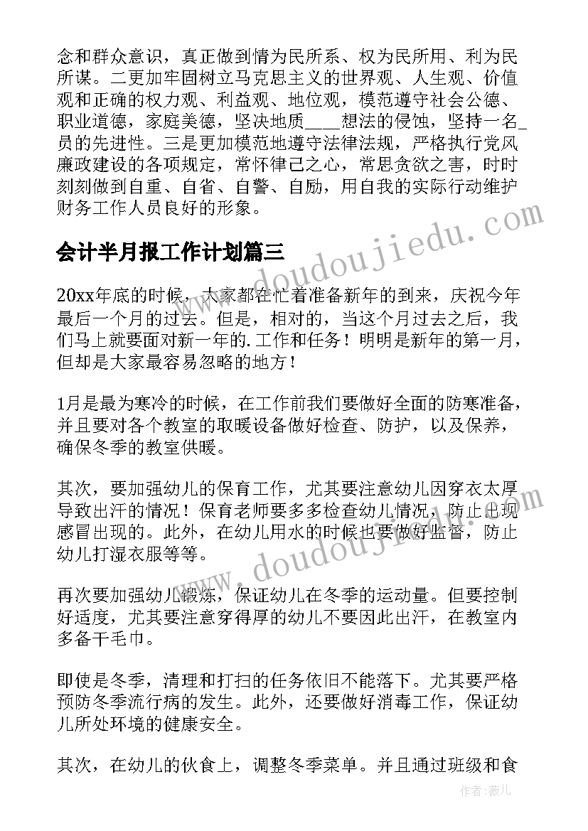 2023年会计半月报工作计划(优质5篇)