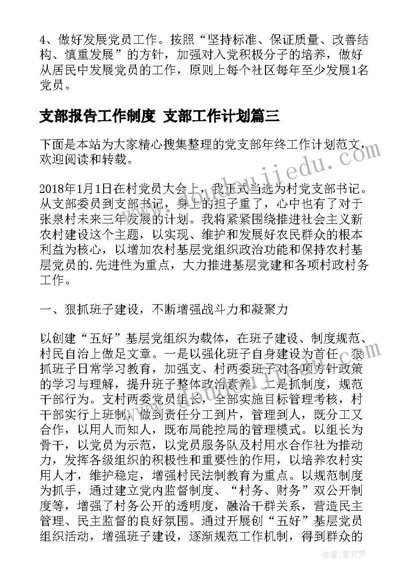 2023年支部报告工作制度 支部工作计划(优质6篇)