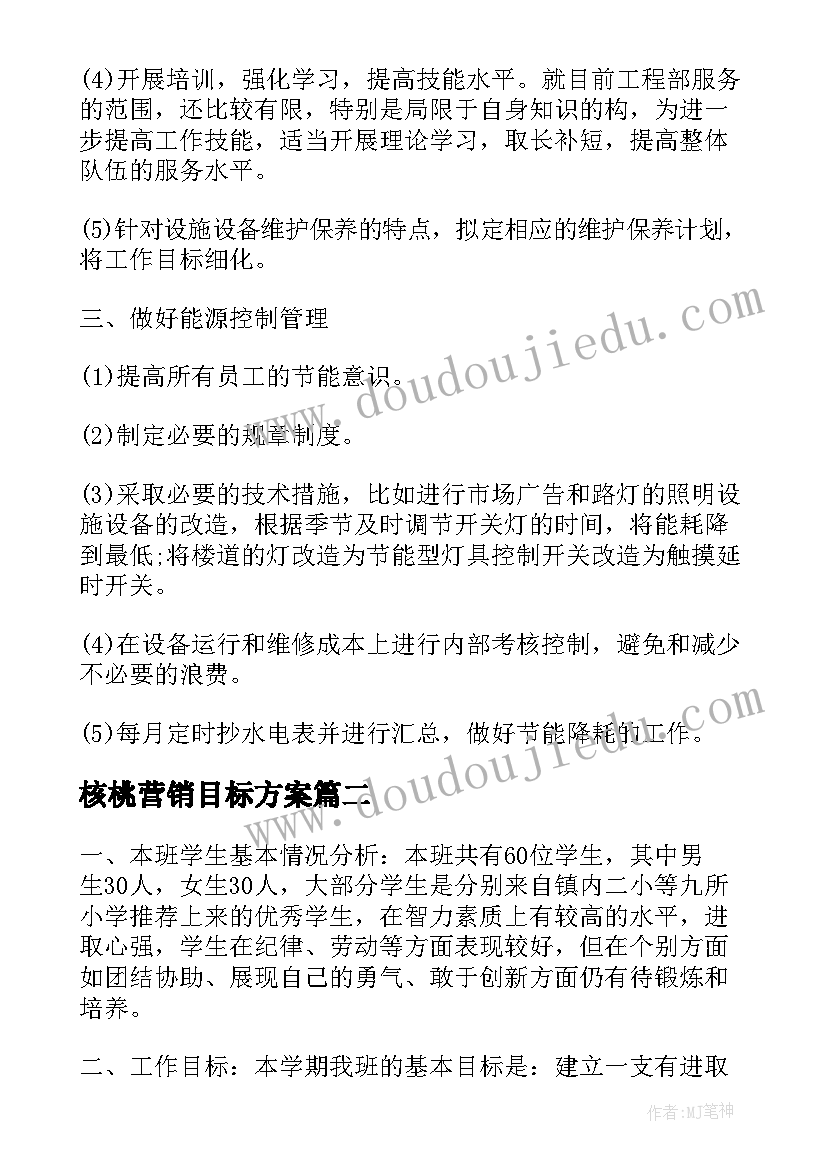 2023年核桃营销目标方案(大全5篇)