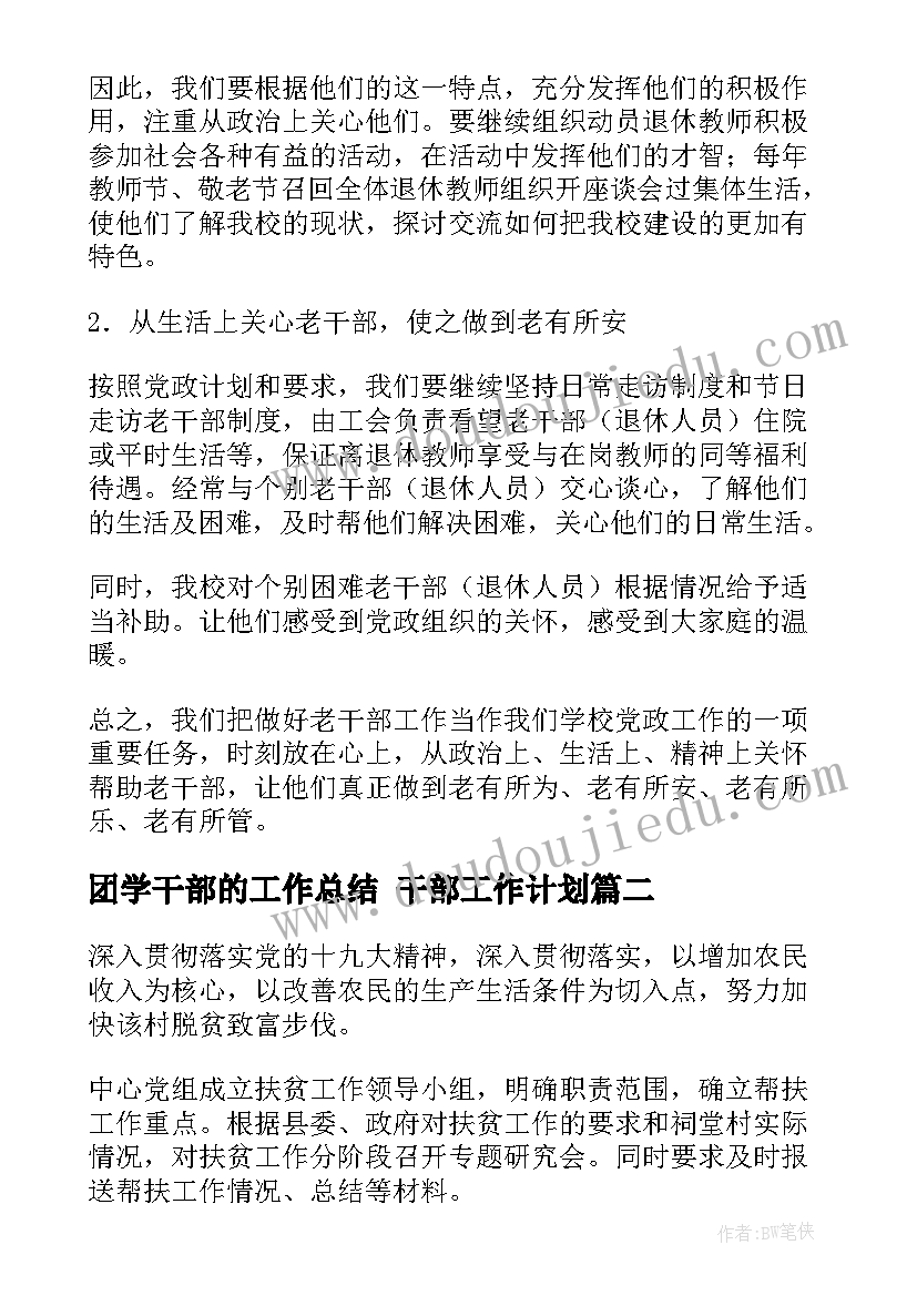 2023年团学干部的工作总结 干部工作计划(模板5篇)