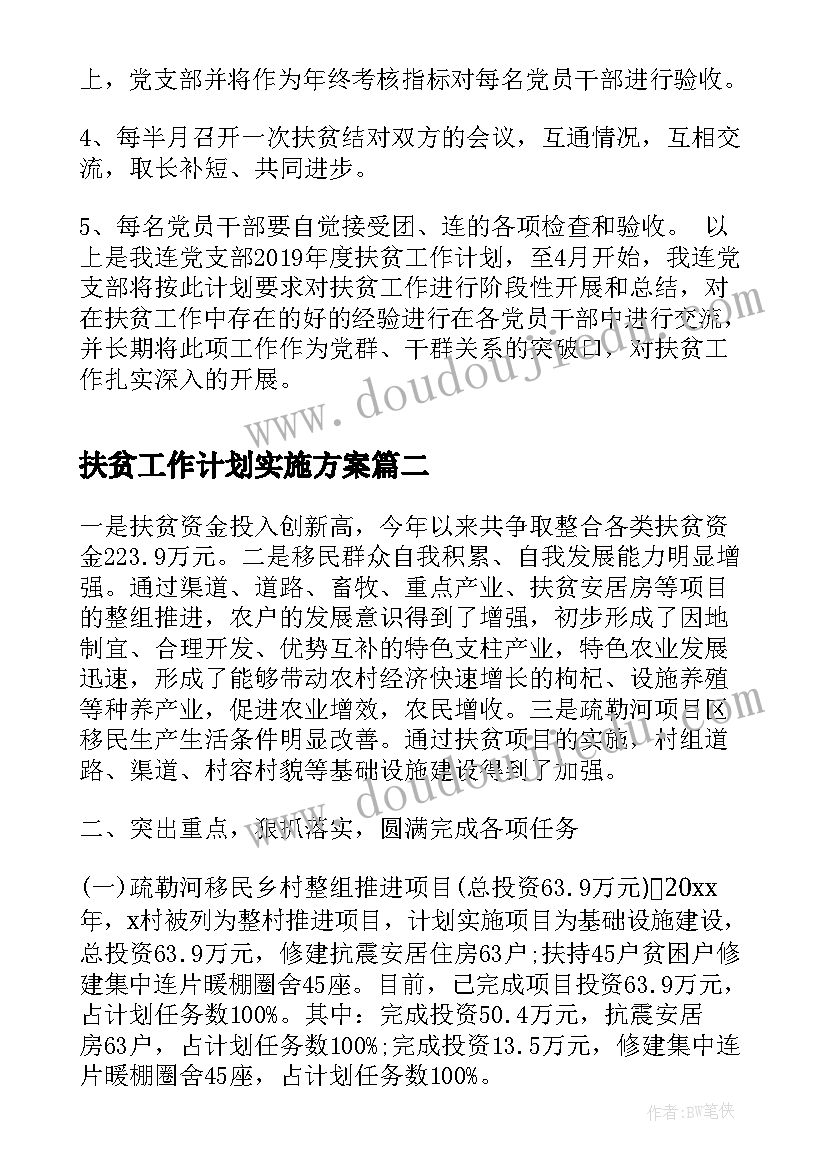 最新扶贫工作计划实施方案(通用5篇)