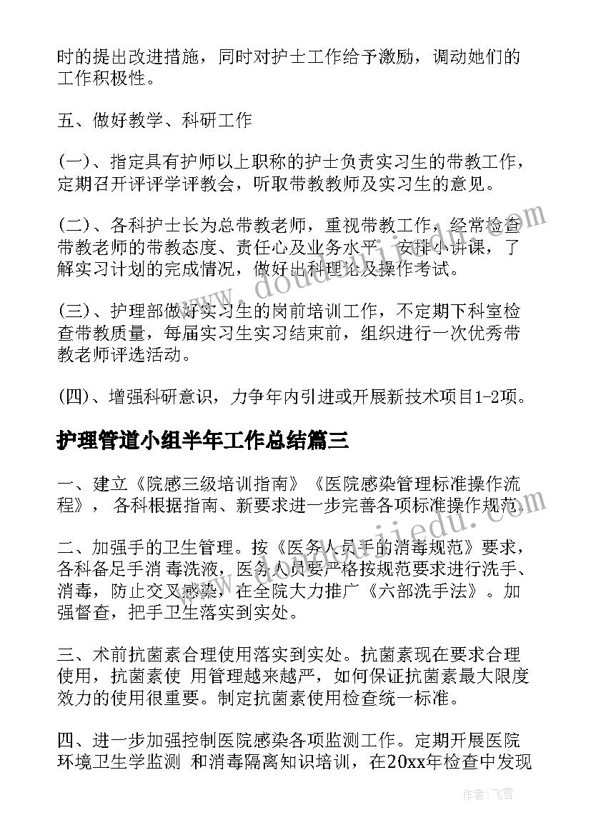 2023年护理管道小组半年工作总结(大全5篇)