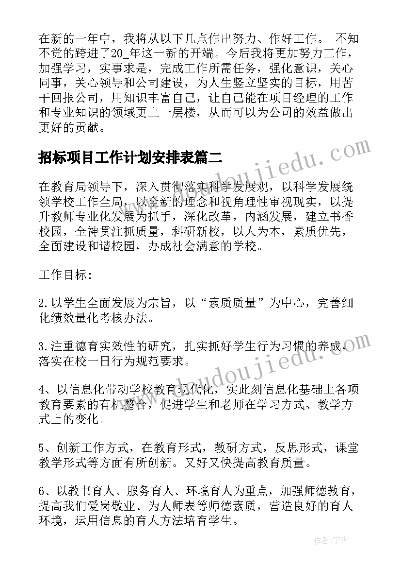 2023年招标项目工作计划安排表(大全5篇)