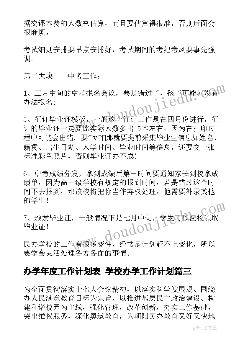 最新办学年度工作计划表 学校办学工作计划(模板9篇)