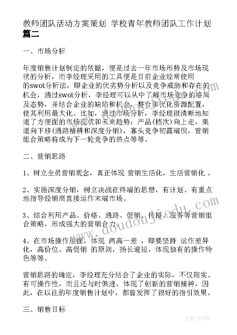 2023年教师团队活动方案策划 学校青年教师团队工作计划(优秀5篇)