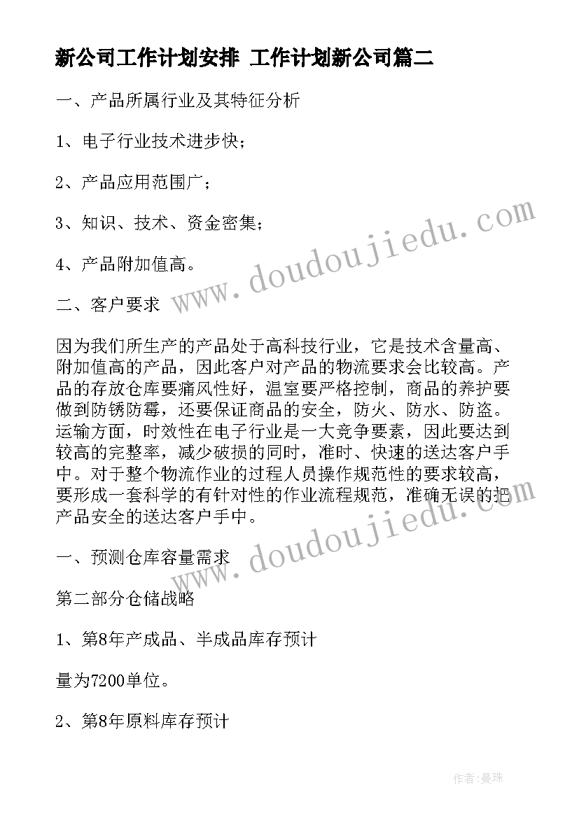 新公司工作计划安排 工作计划新公司(汇总9篇)