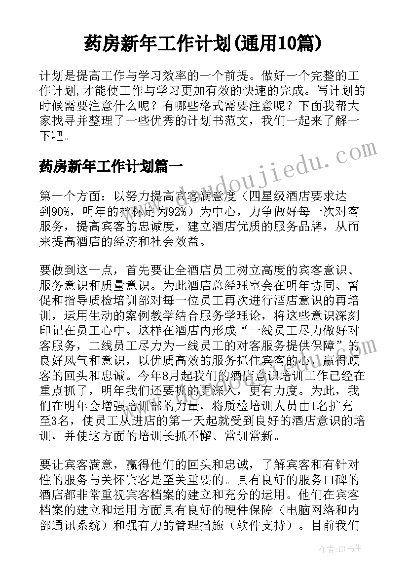 药房新年工作计划(通用10篇)