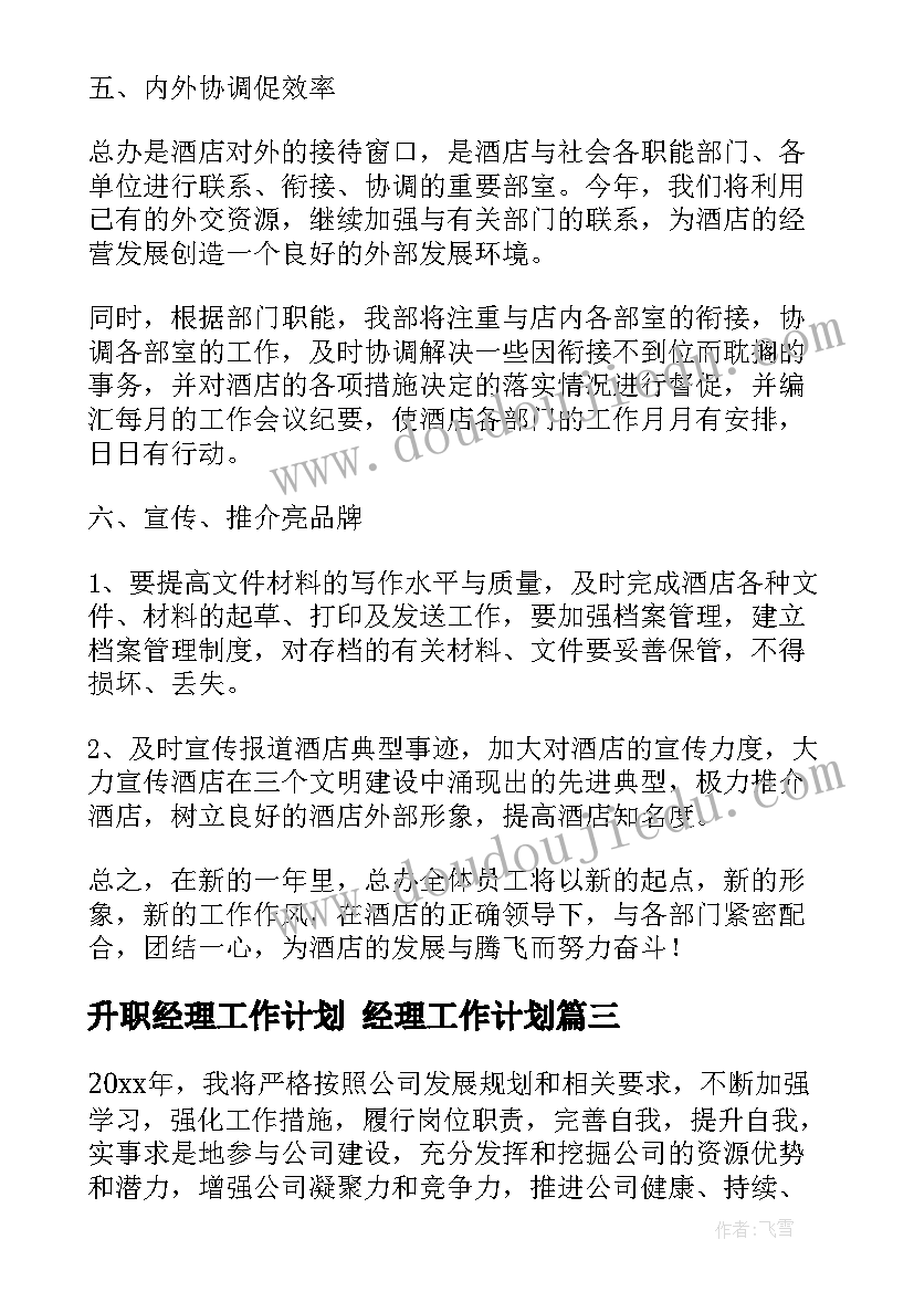 2023年升职经理工作计划 经理工作计划(大全8篇)