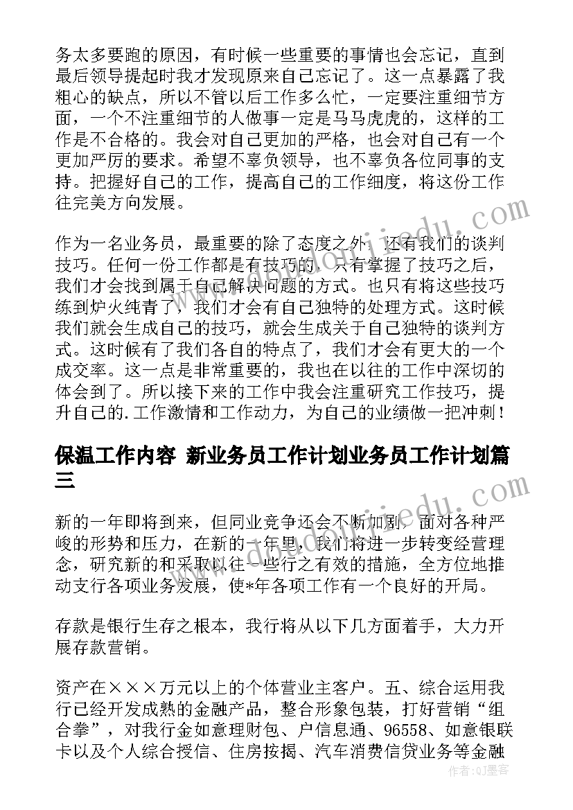 2023年保温工作内容 新业务员工作计划业务员工作计划(优秀9篇)