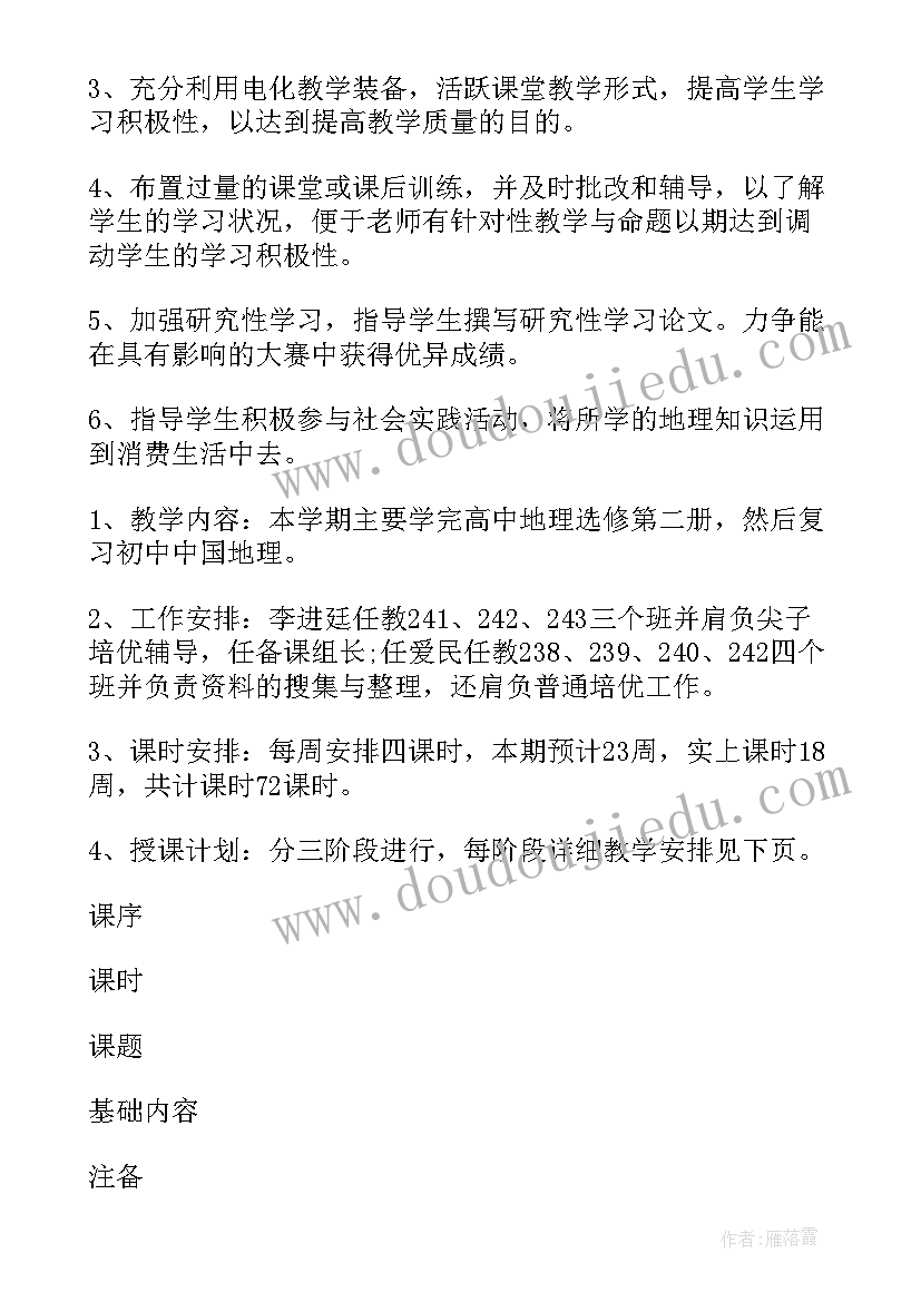 地理专业职业规划 地理工作计划(实用9篇)