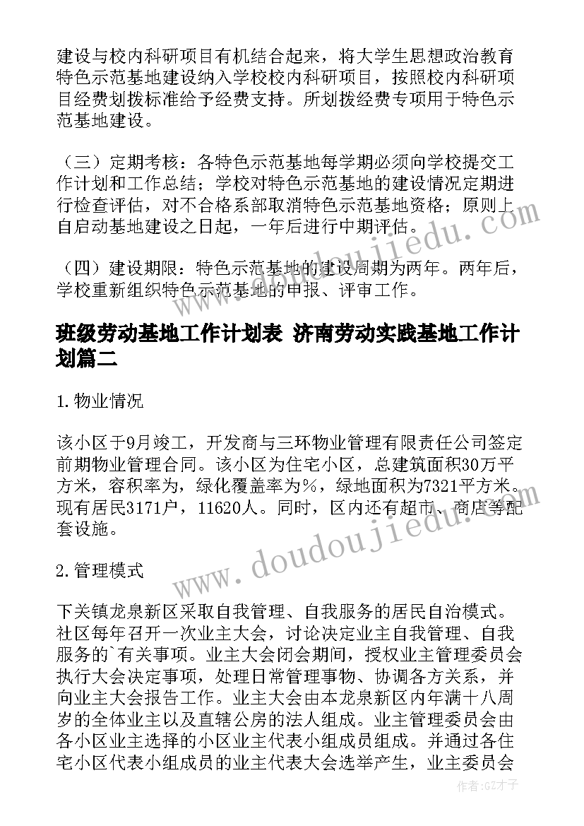 2023年班级劳动基地工作计划表 济南劳动实践基地工作计划(模板5篇)