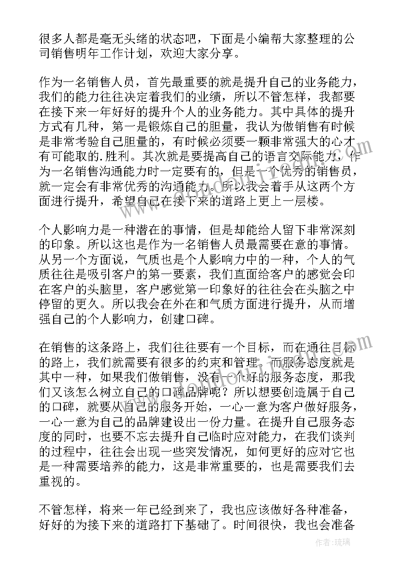 2023年销售招生主要做 销售人员展望明年工作计划(优质5篇)