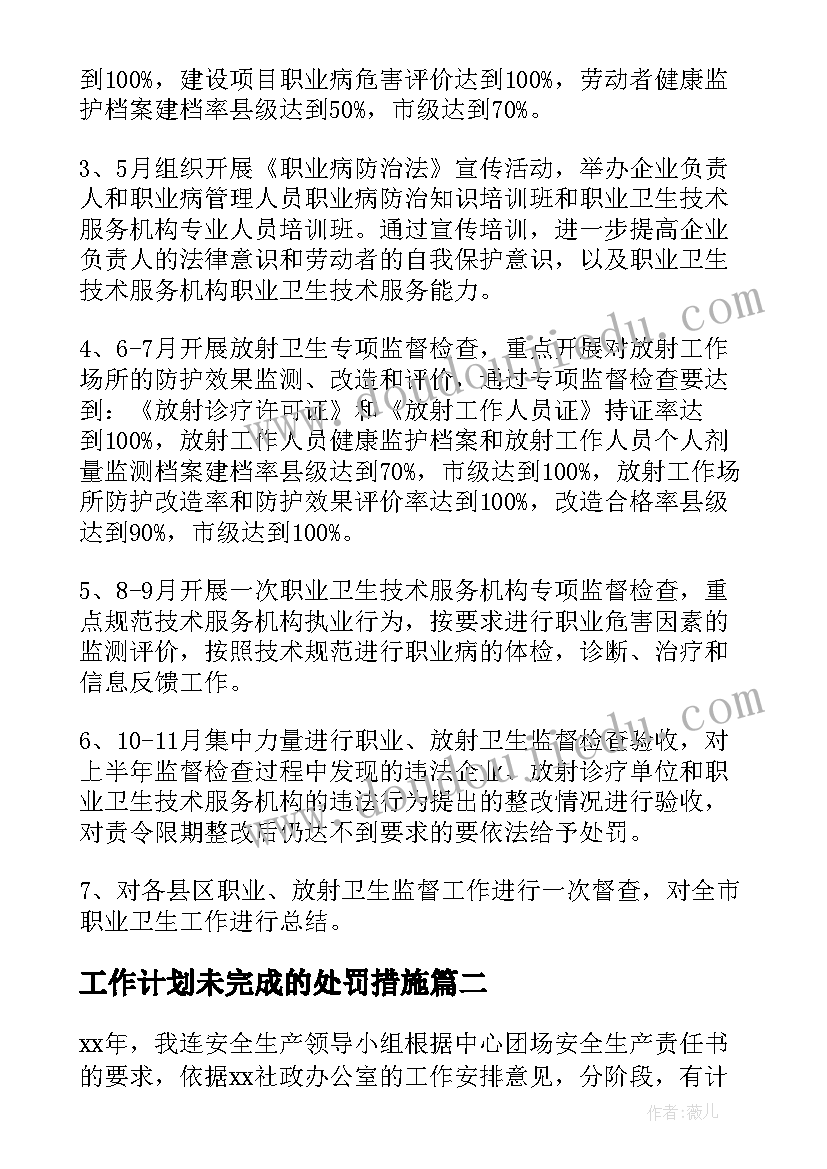 最新工作计划未完成的处罚措施(优质8篇)