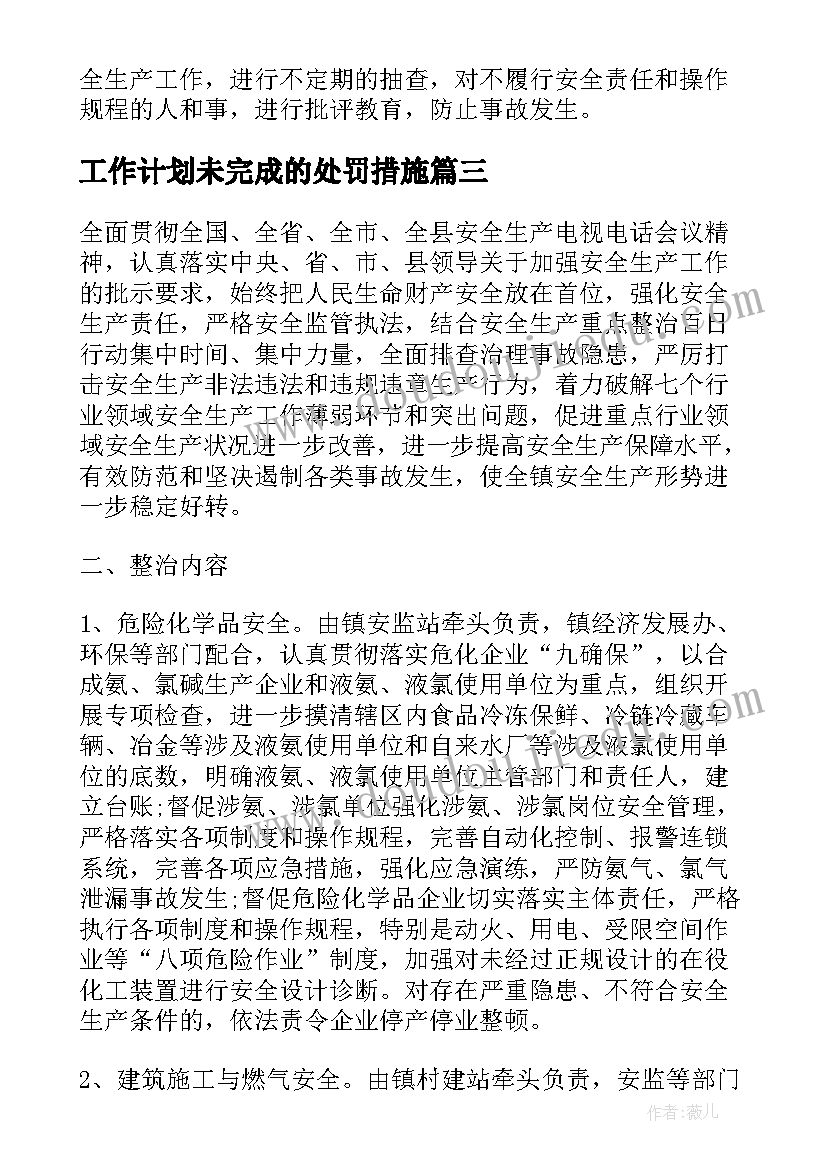 最新工作计划未完成的处罚措施(优质8篇)