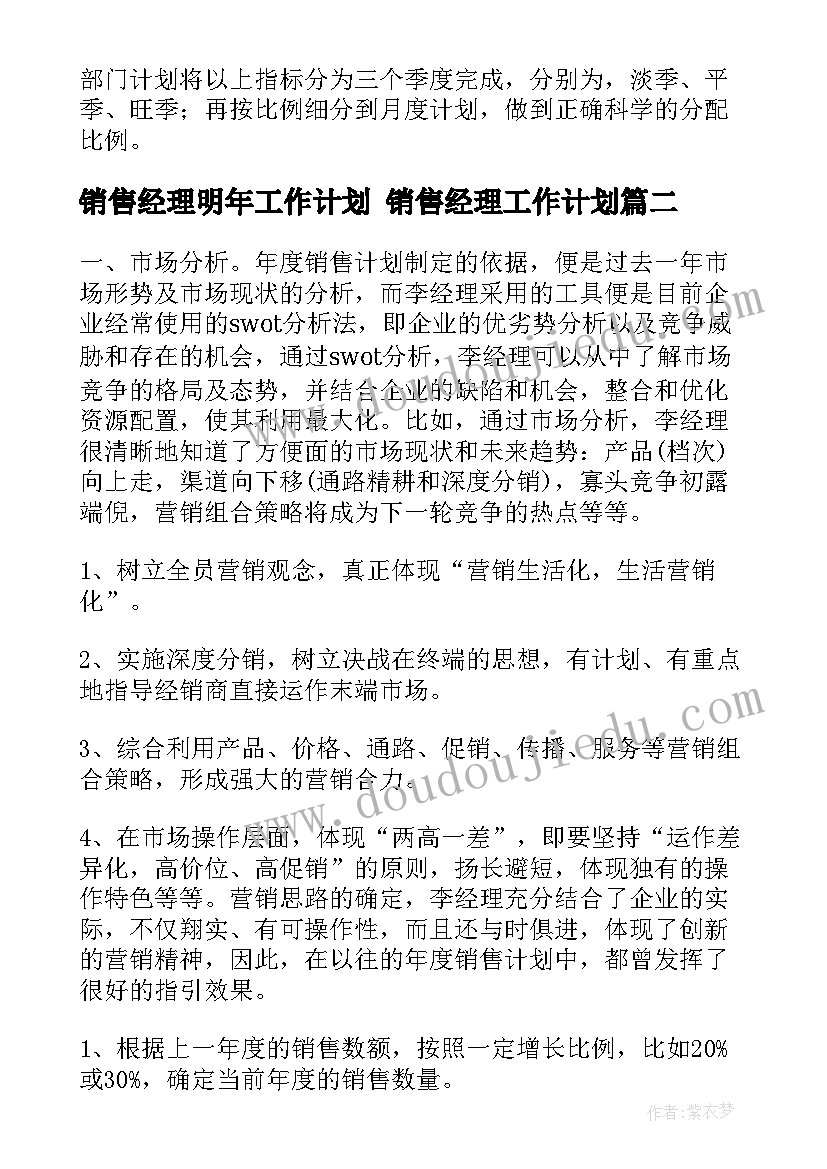 销售经理明年工作计划 销售经理工作计划(汇总5篇)