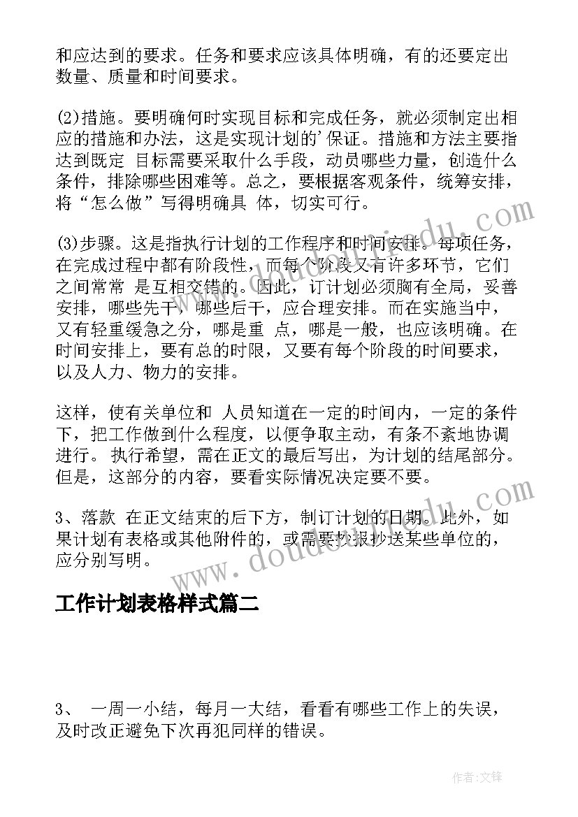 2023年工作计划表格样式(通用10篇)