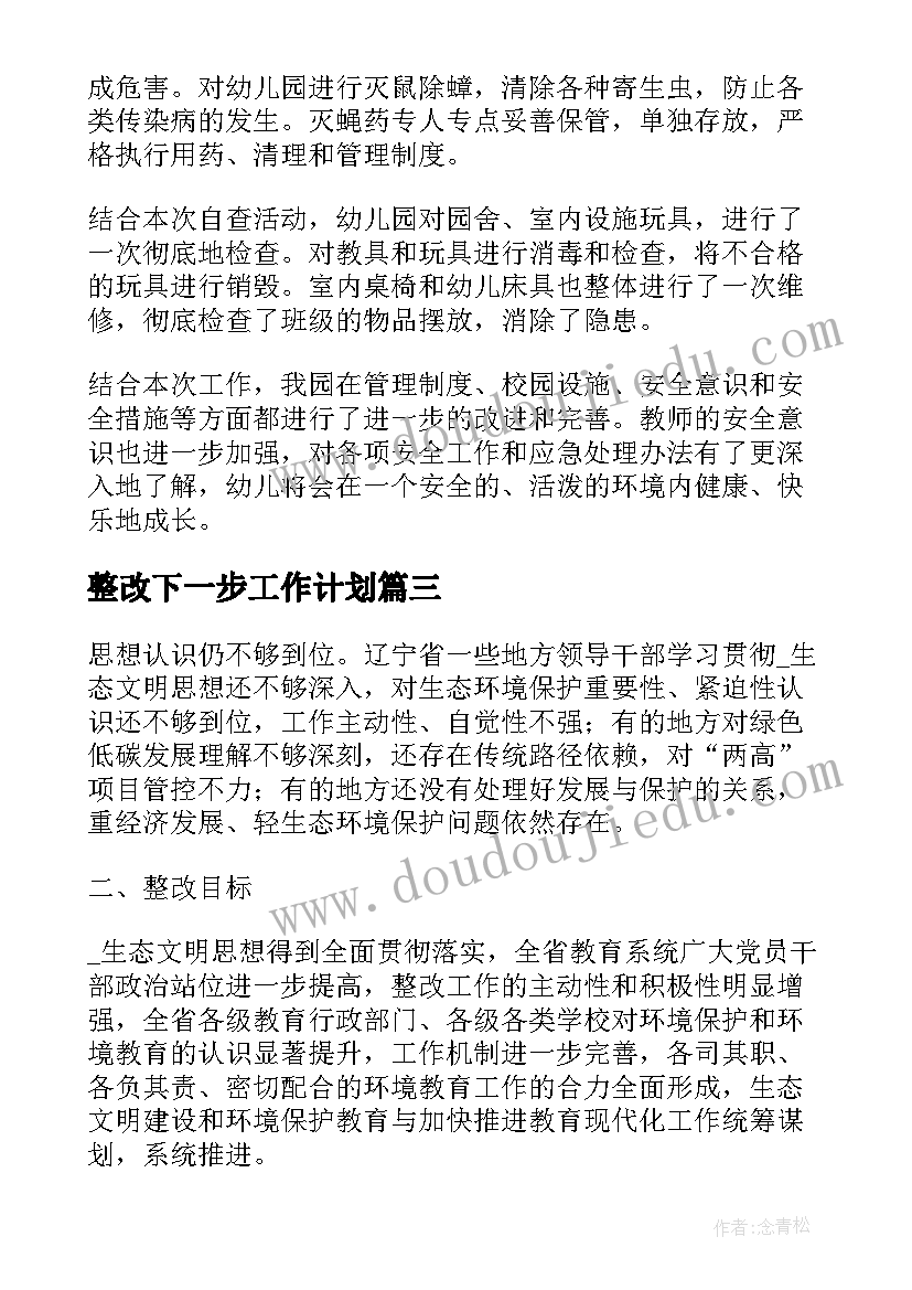 整改下一步工作计划(通用5篇)