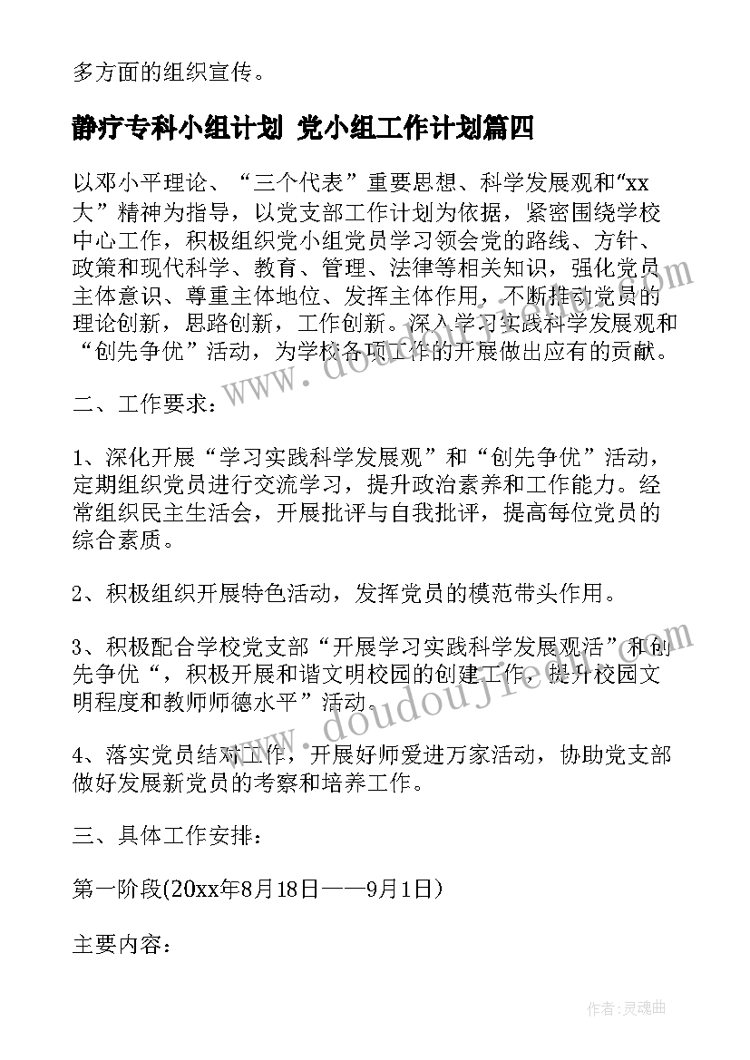 2023年静疗专科小组计划 党小组工作计划(精选5篇)