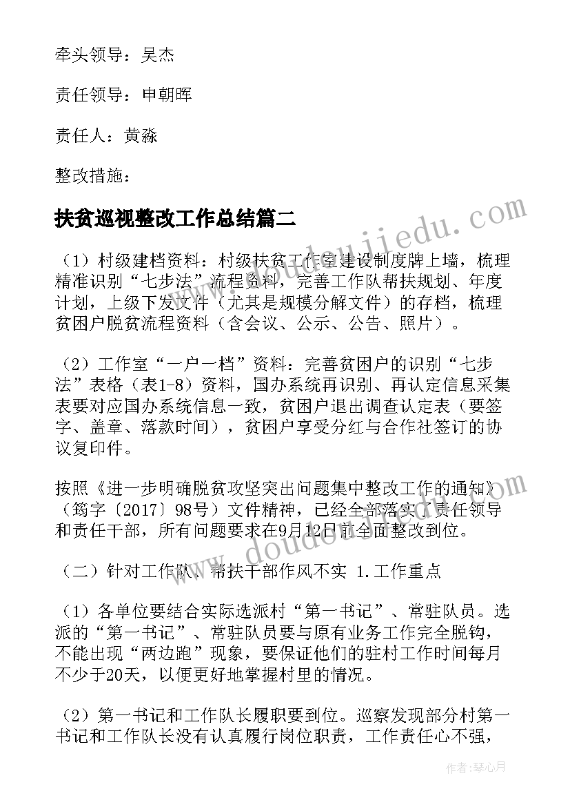 2023年扶贫巡视整改工作总结(汇总5篇)