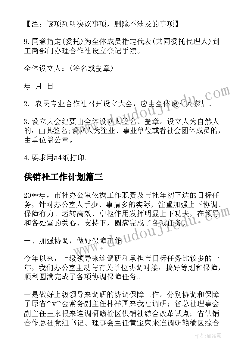 2023年供销社工作计划(实用9篇)