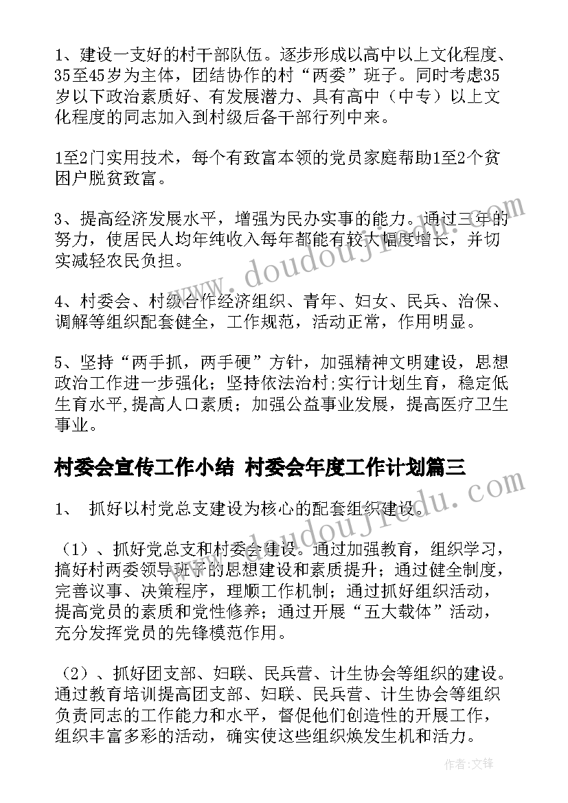 最新村委会宣传工作小结 村委会年度工作计划(模板9篇)