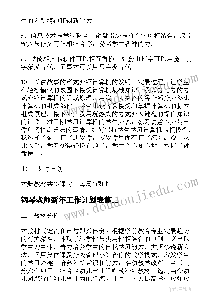 2023年钢琴老师新年工作计划表(通用5篇)