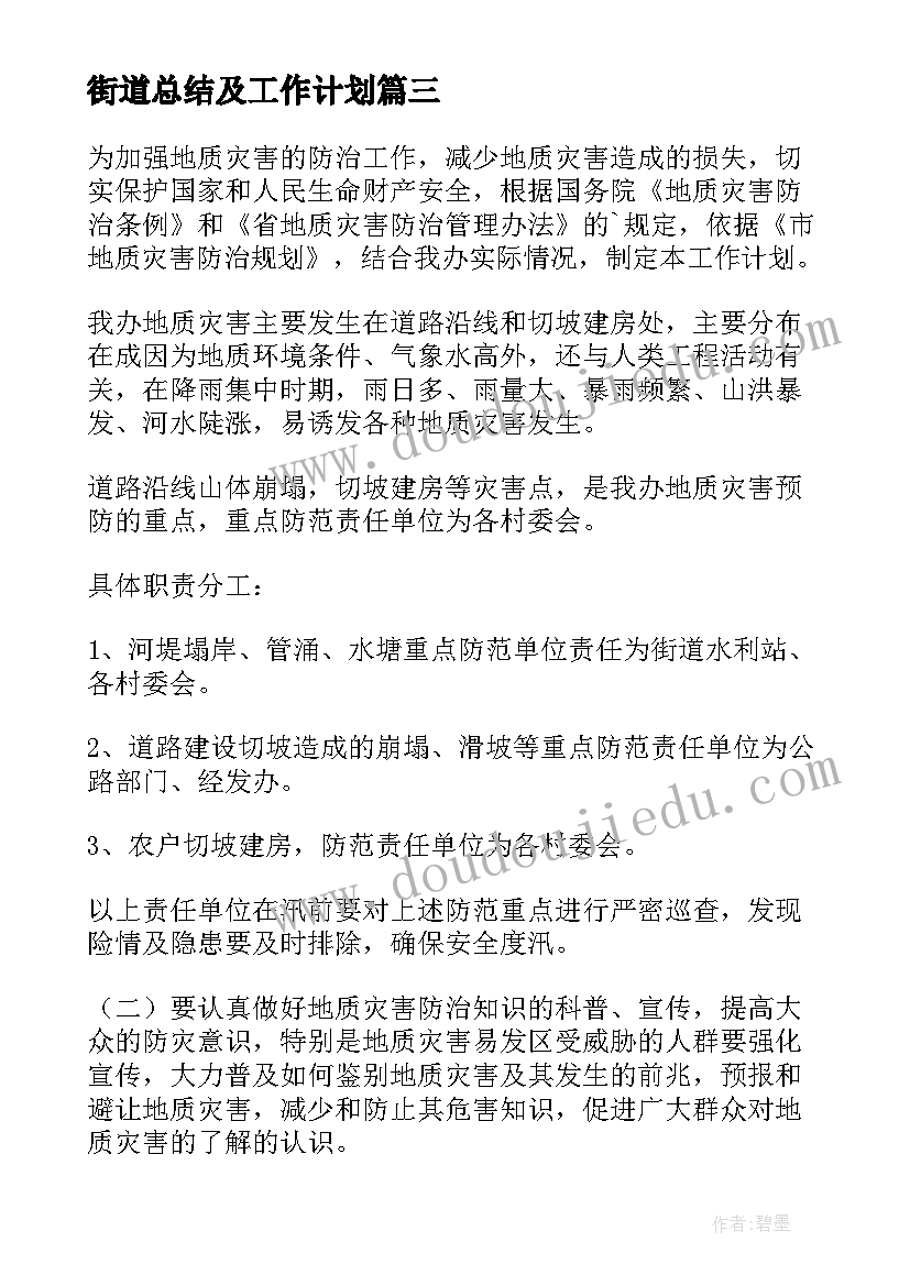 街道总结及工作计划(优秀6篇)