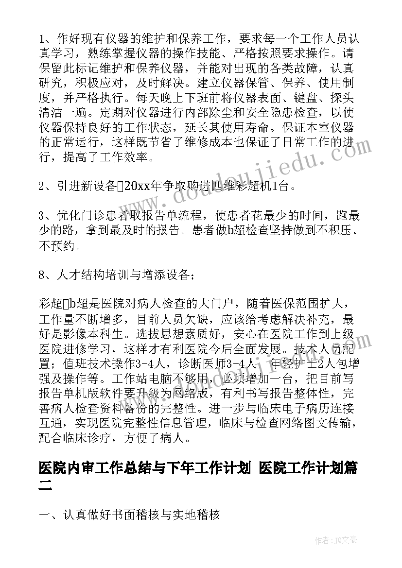 2023年医院内审工作总结与下年工作计划 医院工作计划(汇总9篇)