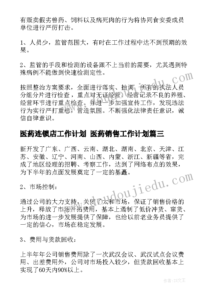 2023年医药连锁店工作计划 医药销售工作计划(大全10篇)