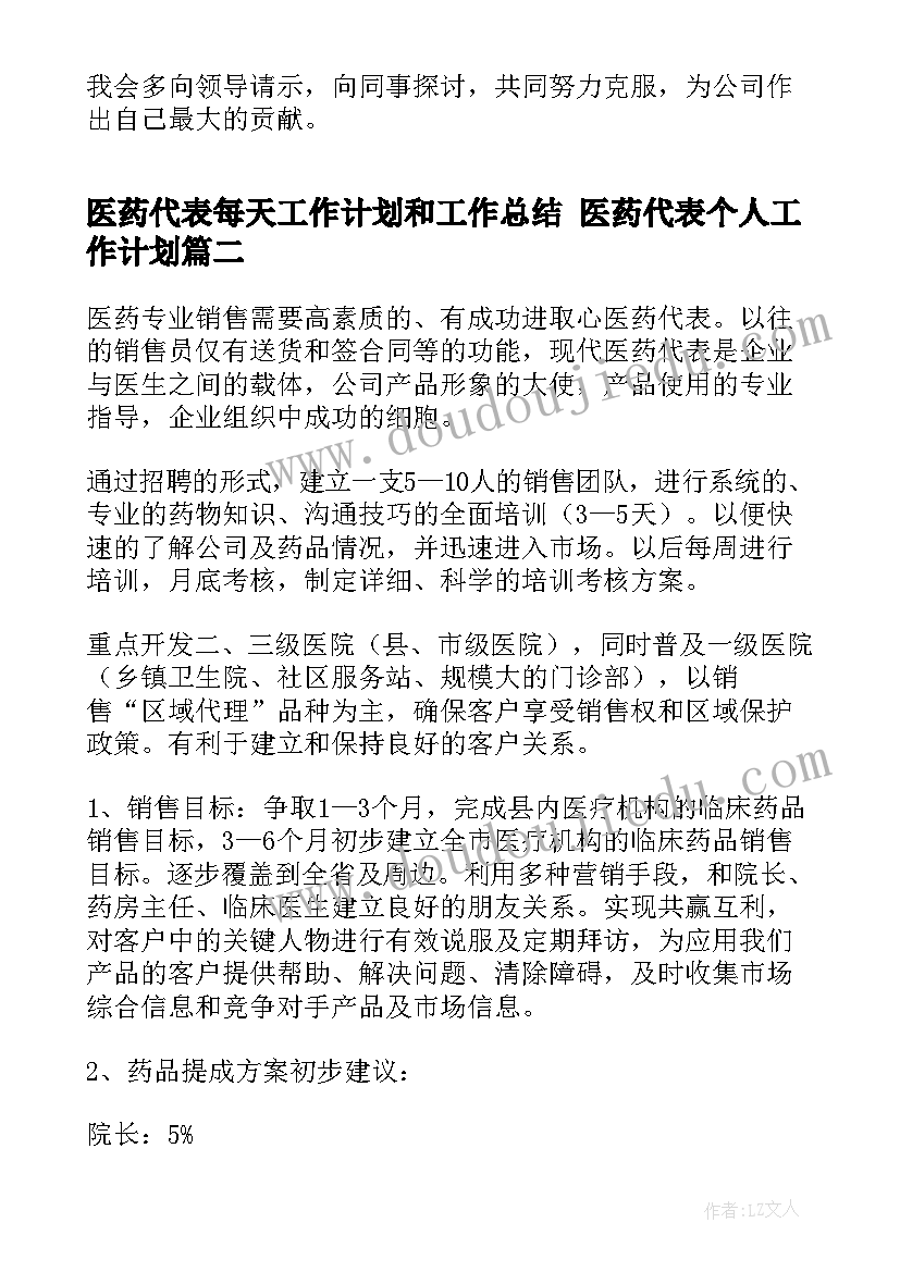 医药代表每天工作计划和工作总结 医药代表个人工作计划(优质5篇)