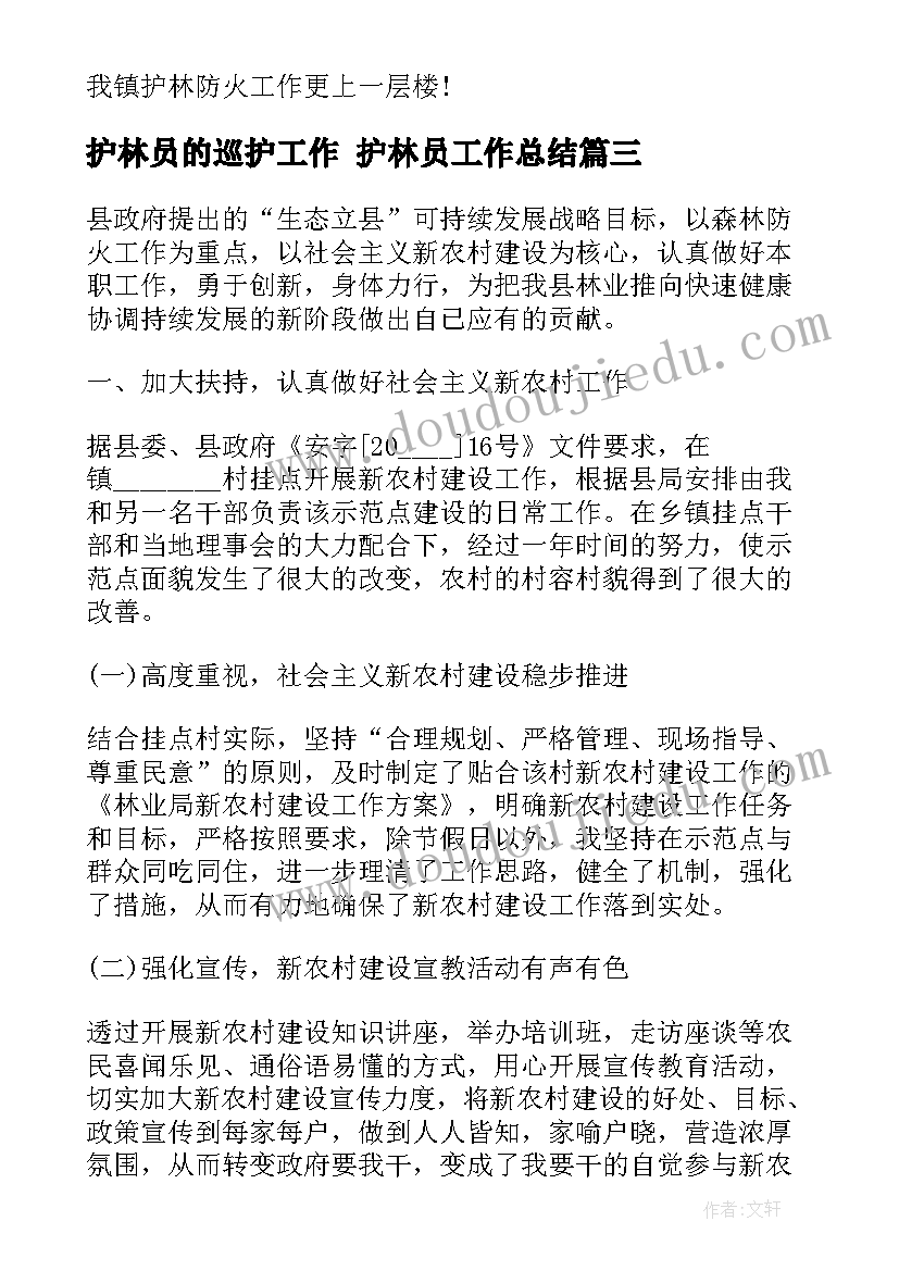 护林员的巡护工作 护林员工作总结(模板8篇)