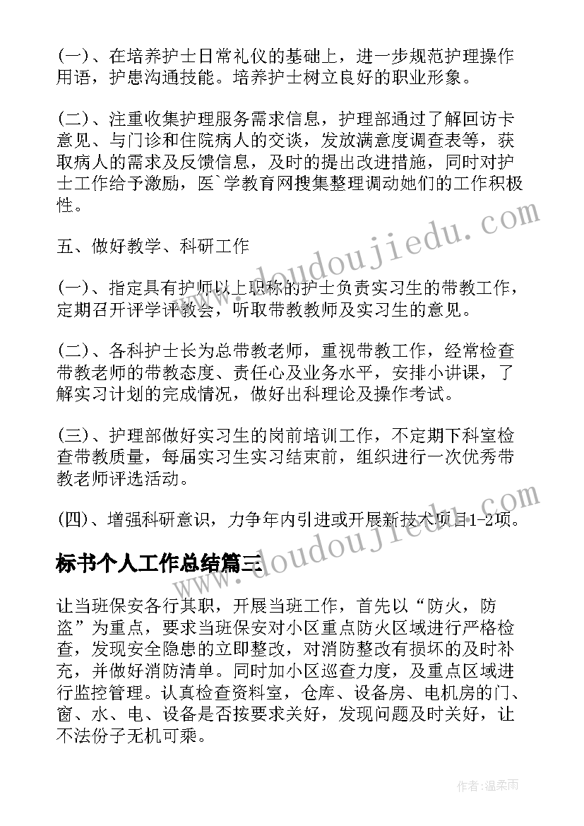 2023年标书个人工作总结(大全5篇)