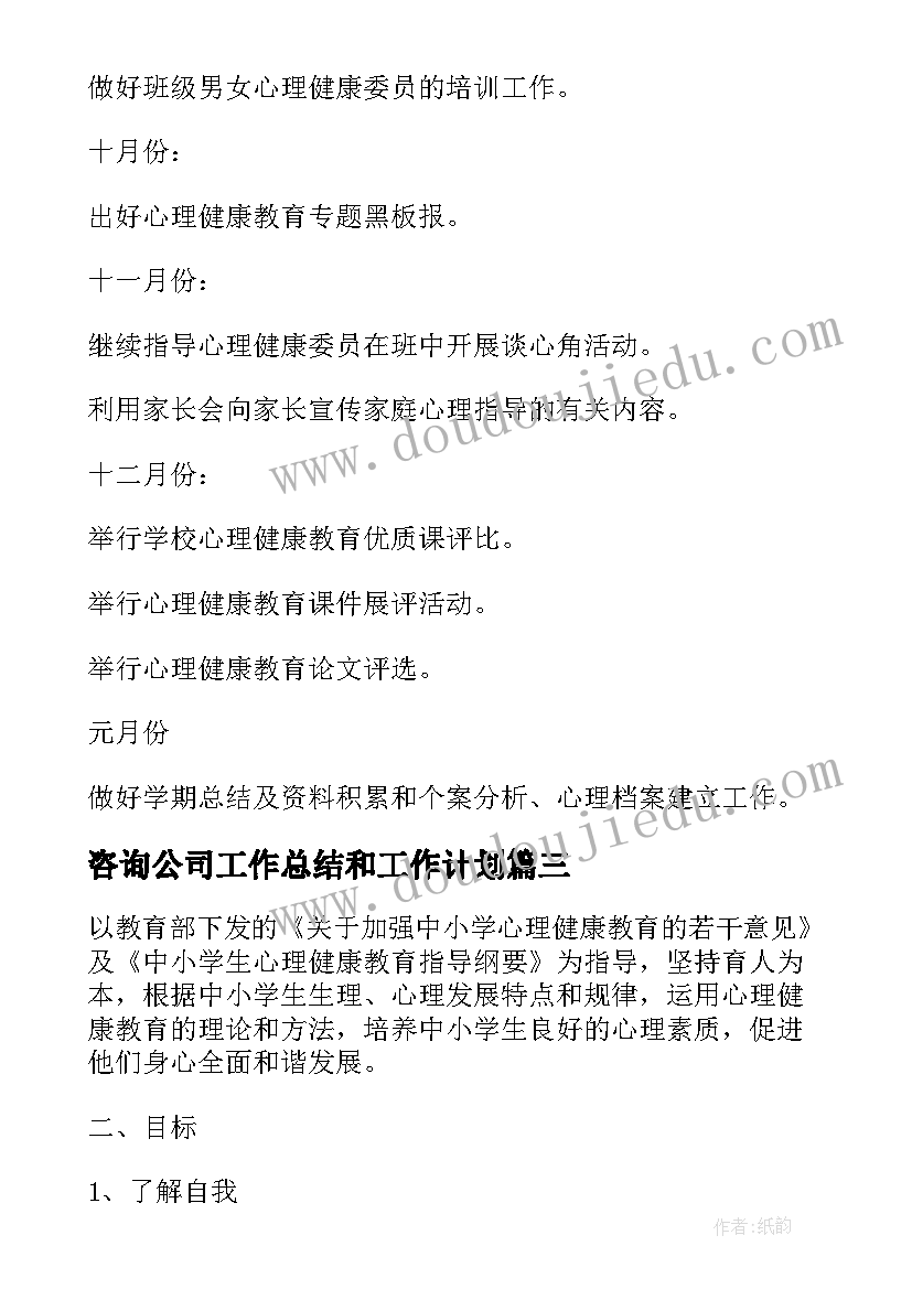 咨询公司工作总结和工作计划(实用5篇)