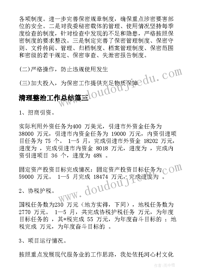 2023年清理整治工作总结(优质8篇)