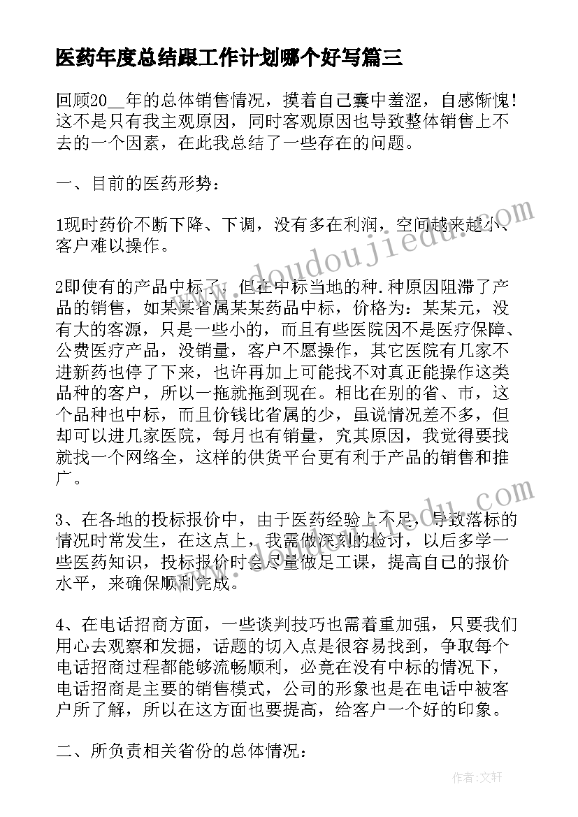 2023年医药年度总结跟工作计划哪个好写(优秀10篇)