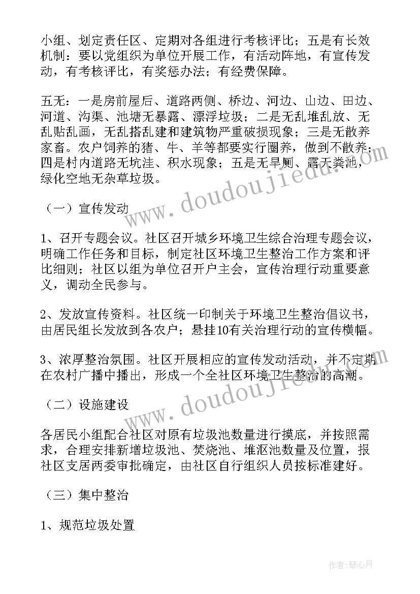 最新社区环境整治工作汇报 环境卫生整治工作计划(优秀8篇)