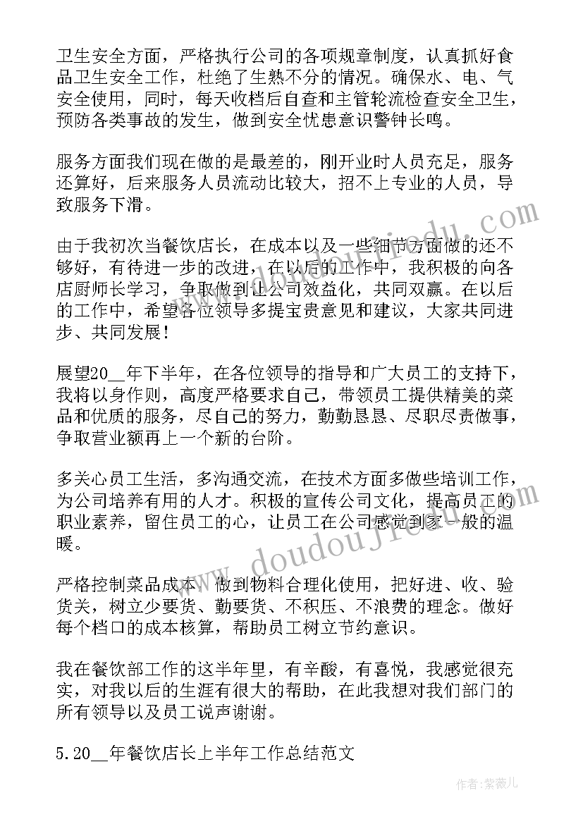 最新餐饮搞卫生工作安排表格 餐饮店长工作计划(优秀9篇)