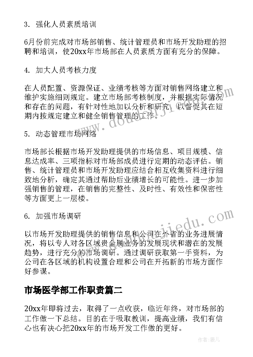 2023年市场医学部工作职责(精选5篇)