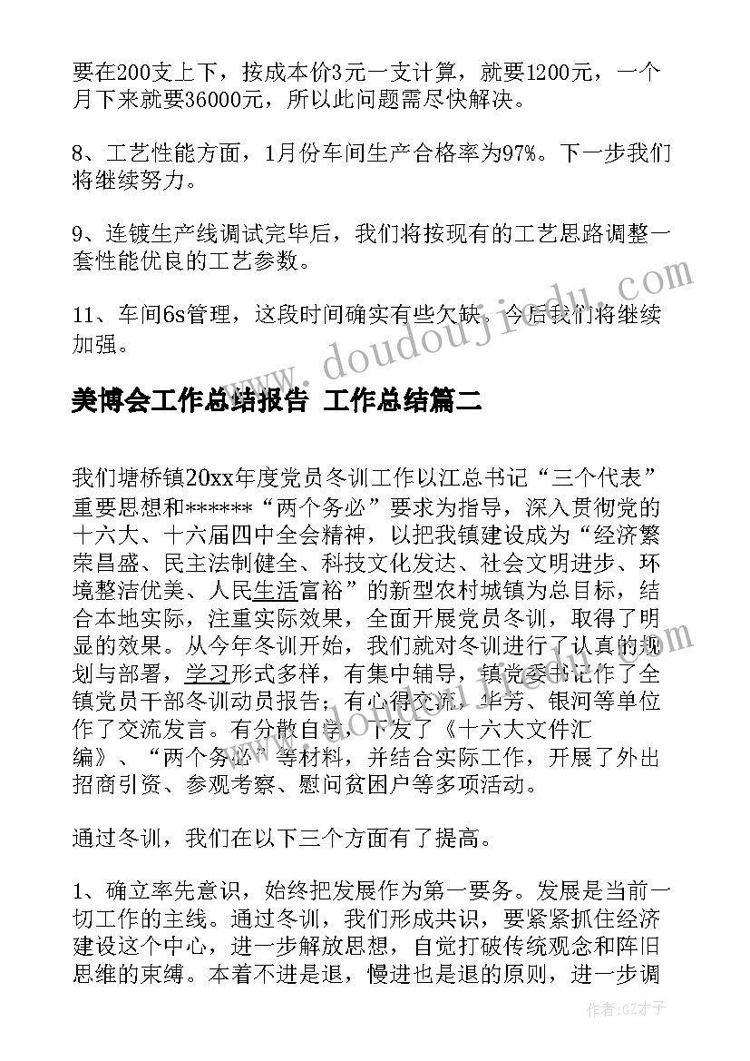 最新美博会工作总结报告 工作总结(精选6篇)