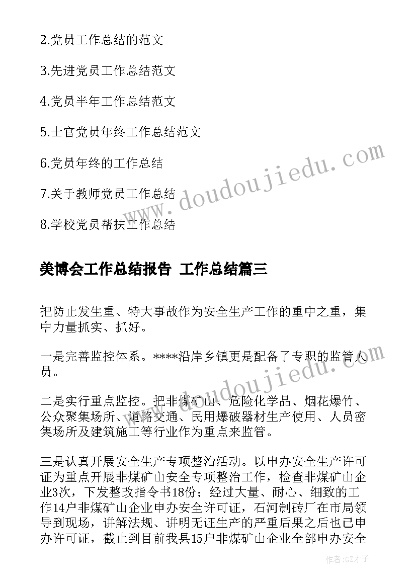 最新美博会工作总结报告 工作总结(精选6篇)