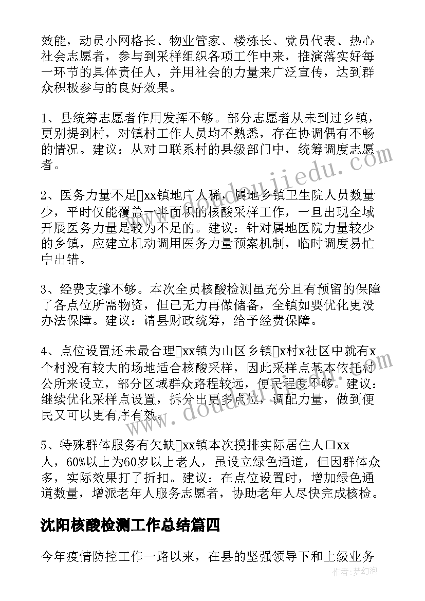 最新沈阳核酸检测工作总结(优秀5篇)