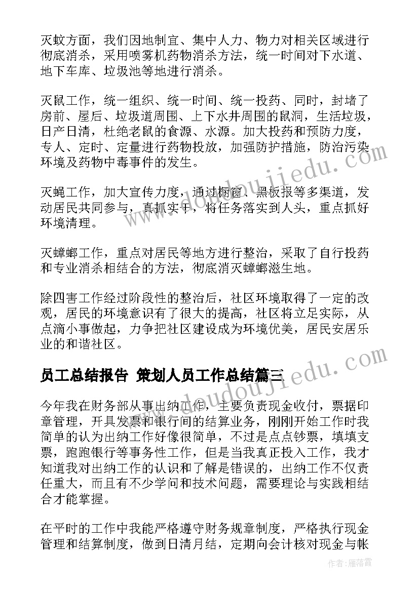 2023年员工总结报告 策划人员工作总结(大全7篇)