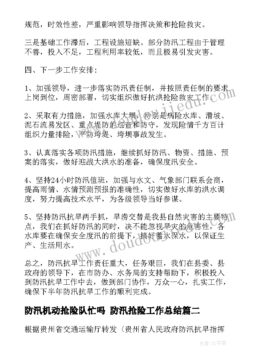 最新防汛机动抢险队忙吗 防汛抢险工作总结(精选5篇)